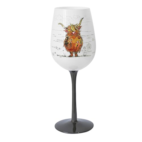 Lesser & Pavey Bug Art Hamish Cow Weinglas für Zuhause, Küche, Restaurant und Partys, schöne Weingläser für Getränke, schönes Geschenk für Frauen, Männer, Hochzeit und Weihnachten von Lesser & Pavey
