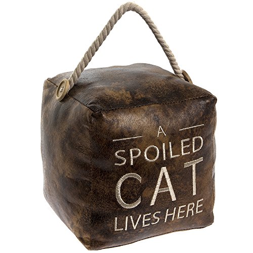 Lesser & Pavey Faux Leather Distressed Vintage Cube A Spoiled Cat Lives Here Door Stop [UK-Import] von LEONARDO HOME