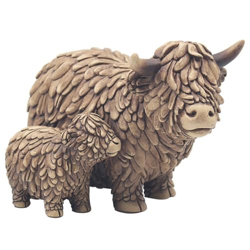 Lesser & Pavey Hughie Highland Cow & Calf Ornaments for Gift | Lovely Highland Cow Gifts for Home and Office Decoration | from The Leonardo Collection Animal Ornaments Range LP72936 von Lesser & Pavey