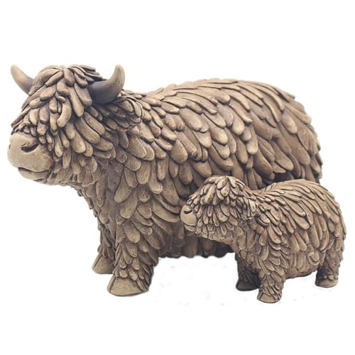 Lesser & Pavey Hughie Highland Cow & Calf Ornaments for Gift | Lovely Highland Cow Gifts for Home and Office Decoration | from The Leonardo Collection Animal Ornaments Range LP72937 von Lesser & Pavey