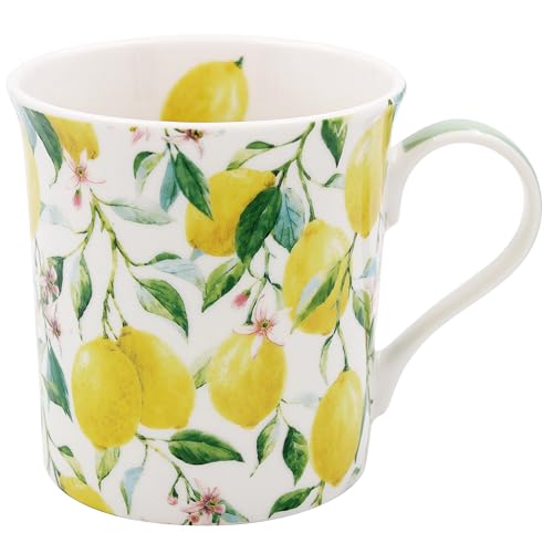 Lesser & Pavey Kaffeetasse im britischen Design, Keramik-Kaffeetassen für Zuhause oder Arbeit, große Tassen für heiße Getränke, Tee- und Kaffeetassen (Zitronenhain-Becher) von Lesser & Pavey