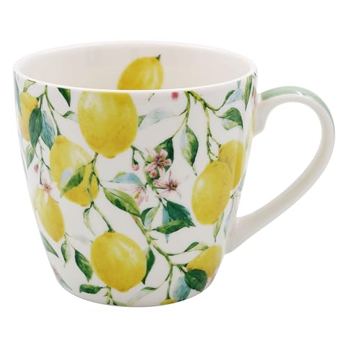 Lesser & Pavey Kaffeetasse im britischen Design, Keramik-Kaffeetassen für Zuhause oder Arbeit, große Tassen für heiße Getränke, Tee- und Kaffeetassen (Zitronenhain-Frühstückstasse) von Lesser & Pavey