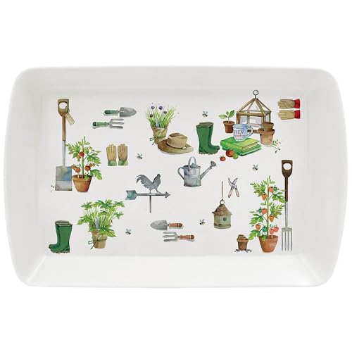 The Leonardo Collection Grüne Fingers Tablett, klein zum Servieren von Gerichten, Serviertabletts für Küchenzubehör, schöne Servierplatte zum Servieren von Speisen und Tee, schöne Tabletts zum von Lesser & Pavey