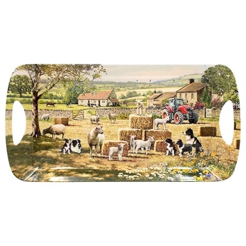 Lesser & Pavey Macneil Studios Serviertablett für mehrere Anwendungen im Haus, Tabletts zum Servieren von Speisen oder Getränken, mittelgroßes Serviertablett mit Collie und Schafen von Lesser & Pavey