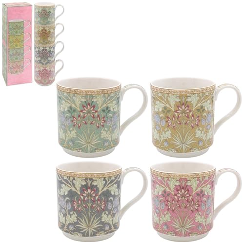 Lesser & Pavey Stapelbecher im britischen Design, stapelbare Tassen für alle Küchen, stapelbare Tassen für moderne Küchen mit schönen Designs (Hyazinthe Stacking S4), 4 Stück von Lesser & Pavey