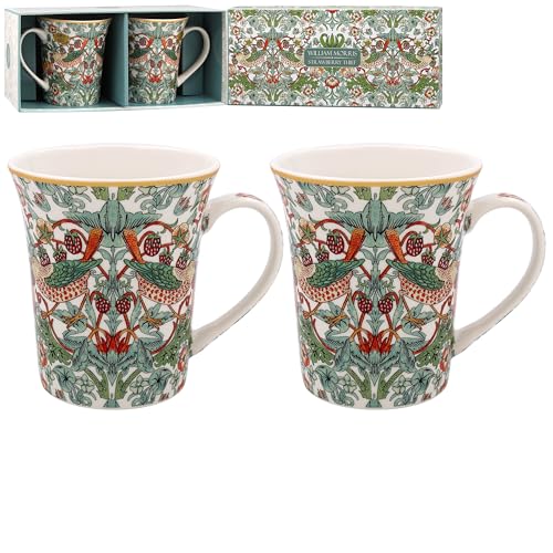 The Leonardo Collection William Morris Erdbeerdieb-Tassen, 2er-Set, für Küche und Zuhause, stilvolles Geschirr-Tassen-Set für jeden Anlass, Kaffeetassen-Set mit 2 Stück, für Herren, Geschenk und von Lesser & Pavey