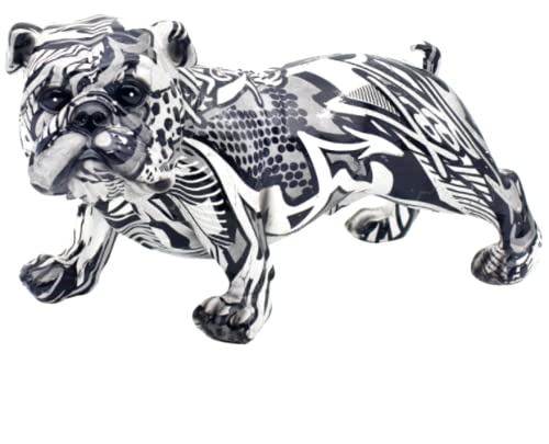 Monochrom Graffiti Kunst Design stehende englische Bulldogge Ornament Figur von Lesser & Pavey