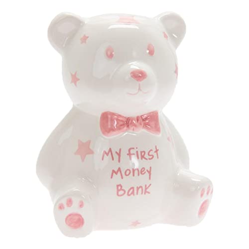 My First Money Bank MINI Teddy Spardose weiß mit rosa Sternen von Lesser & Pavey