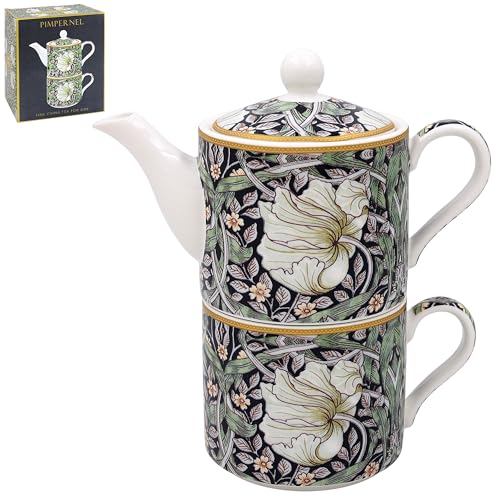 The Leonardo Collection William Morris Pimpernel Tea for one | Lovely Design Tea Pot & Cup Set | Ceramic Tea Pot Gift Set for Women & Men | Beautiful Printed Tea Pot for Home & Office von Lesser & Pavey