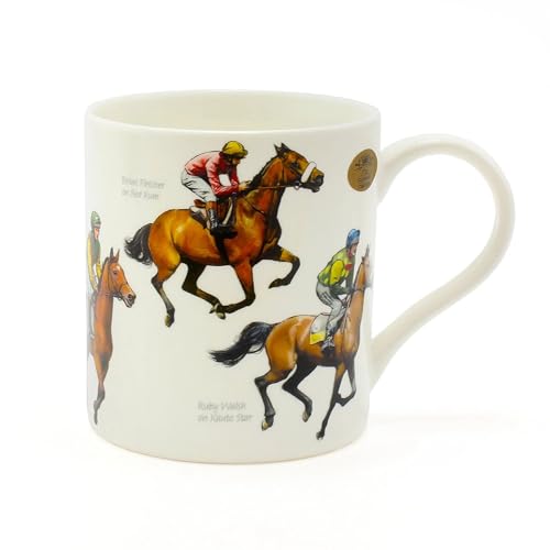 The Leonardo Collection Winning Post Windsor-Becher, feines Porzellan, Pferderennen-Design, berühmte Pferde und Jockeys, perfekte Tasse für Fans von Pferderennen von The Leonardo Collection