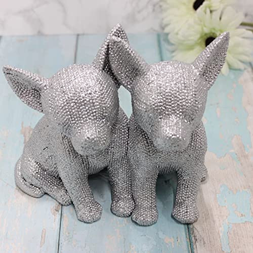 Zwei Chihuahuas Silber Glitzer Strass Ornament Figur Dekoration Hund Liebhaber Geschenk von Lesser & Pavey