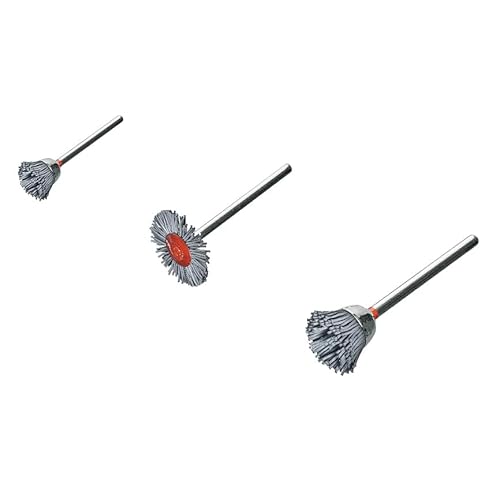 Lessmann Miniaturbürstensets (mit Schaft, 3 mm Schleifborsten, je einer Rundbürste, Flächenbürste und Pinselbürste, Bürstenset) 499801 von Lessmann