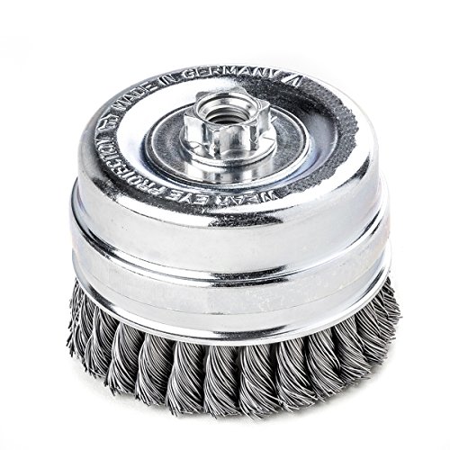 Lessmann Zopf-Topfbürste mit Stützring 100 mm 26 Z STH glatt 0,80 mm Gew. M 14, 486317 von Lessmann