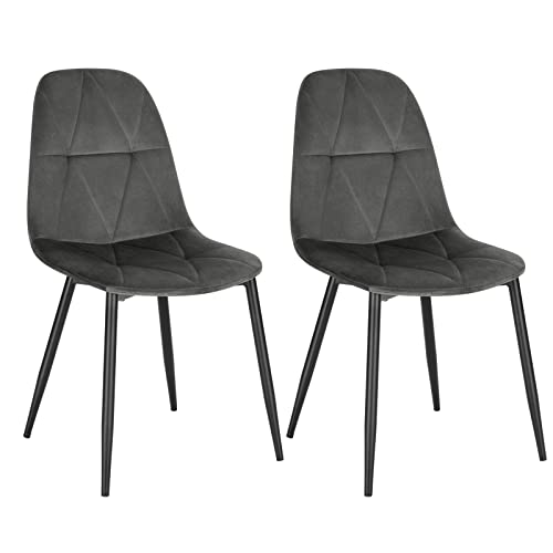Lestarain 2er Set Esszimmerstühle mit Rückenlehne, Küchenstuhl mit Samtbezug Polsterstuhl aus Metall, ergonomischer Stuhl für Esstisch, Dunkelgrau LCNI109001-2 von Lestarain