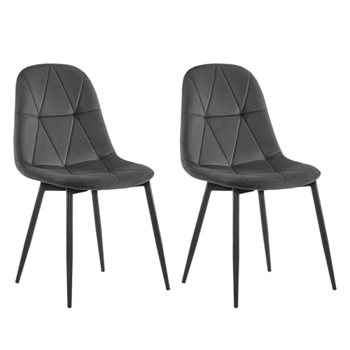 Lestarain 2er Set Esszimmerstühle mit Rückenlehne, Küchenstuhl mit Samtbezug Polsterstuhl aus Metall, ergonomischer Stuhl für Esstisch, Esszimmer Küche Wohnzimmer, Dunkelgrau LCNI109001-2 Lestarain 2er Set Esszimmerstühle mit Rückenlehne, Küchenstuhl mit Samtbezug Polsterstuhl aus Metall, ergonomischer Stuhl für Esstisch, Esszimmer Küche Wohnzimmer, Dunkelgrau LCNI109001-2 von Lestarain