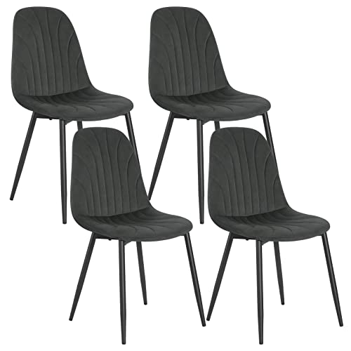 Lestarain 4er Set Esszimmerstühle, ergonomischer Küchenstuhl, Polsterstuhl mit Samtbezug, Wohnzimmerstuhl mit Metallbeinen, Design Stuhl für Schlafzimmer Wohnzimmer, Dunkelgrau, LCNI114001-4 von Lestarain