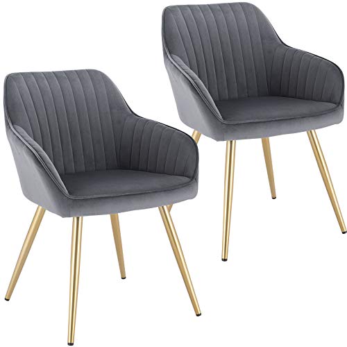 Lestarain Esszimmerstühle 2er Set, Küchenstühle Wohnzimmerstühle Sitzfläche Aus Samt Polsterstuhl Mit Armlehne Metallbeine Polstersessel Stuhl Für Esszimmer Wohnzimmer Küche Dunkelgrau Lestarain Esszimmerstühle 2er Set, Küchenstühle Wohnzimmerstühle Sitzfläche Aus Samt Polsterstuhl Mit Armlehne Metallbeine Polstersessel Stuhl Für Esszimmer Wohnzimmer Küche Dunkelgrau von Lestarain