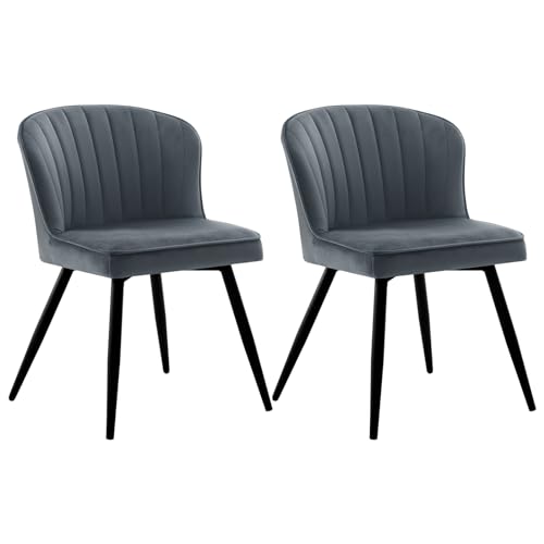 Lestarain Esszimmerstühle 2er Set, Stühle Esszimmer Modern, Sitzfläche aus Samt, Metallbeine, Ergonomischer Stuhl für Küche Wohnzimmer Schminktisch Schlafzimmer, Dunkelgrau, LCNI122001-2 von Lestarain