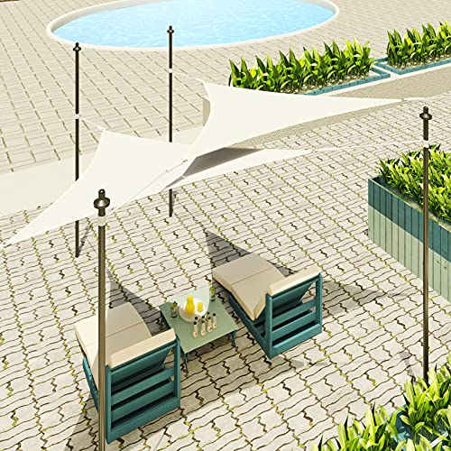 Lestarain Sonnenschutz Segel Sonnensegel UV Schutz wasserabweisend HDPE Wetterschutz für Garten, Balkon, Terrasse, Dreieck 5x5x5m Creme von Lestarain