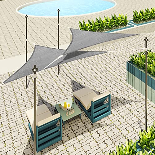 Lestarain Sonnenschutz Segel Sonnensegel UV Schutz wasserabweisend HDPE Wetterschutz für Garten, Balkon, Terrasse, Dreieck 5x7x7m Grau von Lestarain