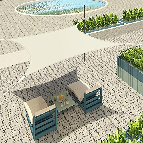 Lestarain Sonnenschutz Segel Sonnensegel UV Schutz wasserabweisend HDPE Wetterschutz für Garten, Balkon, Terrasse, Quadrat 2x2m Creme von Lestarain