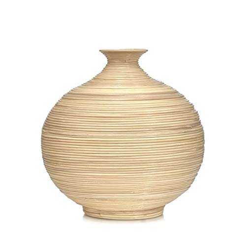 Lestarie Naturrattan Deko Vase, 29cm Design, Ibiza Boho Style Vasen handgefertigt Rattan (VA21-02) von Lestarie