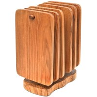 6Er Teak Holz Frühstücksbrettchen + Brettchen Ständer Schneidebretter von LestarieHandicraft