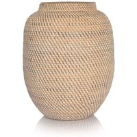 Rattan Vase 40cm, Whitewash Deko Vase, Naturrattan Vasen, Bodenvase, Tischvase von LestarieHandicraft