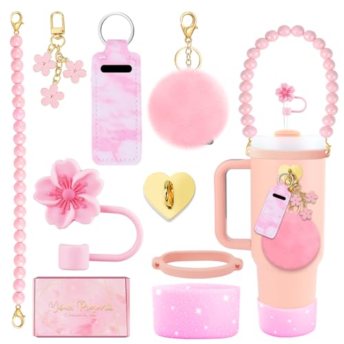 Zubehör-Set für Stanley Cups, alle Wasserflaschenhalter, Riemen, Strohhalm-Abdeckkappe für Stanley-Cup-Charms, Stiefel, Blume, rosa Becher, 850 ml, 1134 ml, Zubehör, niedlicher Zubehör-Set für Stanley Cups, alle Wasserflaschenhalter, Riemen, Strohhalm-Abdeckkappe für Stanley-Cup-Charms, Stiefel, Blume, rosa Becher, 850 ml, 1134 ml, Zubehör, niedlicher von Lestp