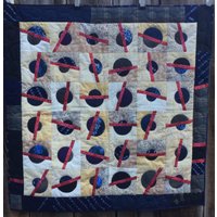 Moderne Textilien Tisch Blau Und Grau - Wand-Patchwork Textile Innenausstattung von Lestroissardines
