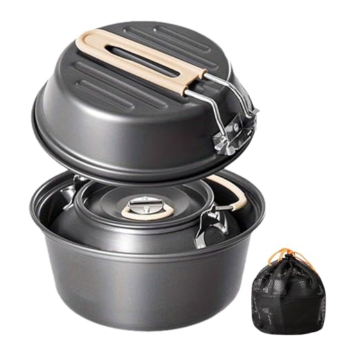 Lesunbak Backpacking Cooking Set - Camping Pans Teapot Cooking Set - Kitchen Supplies Cookware for Frying Stewing BBQ Outdoor Hiking Backpacking Survival Fishing Hunting Picnic Party von Lesunbak