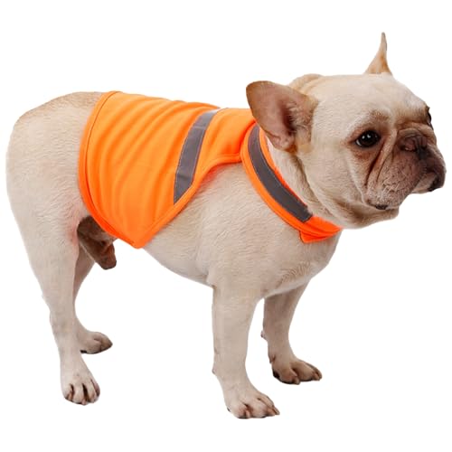 Lesunbak Reflektierende Weste für Hunde, Sichtbarkeitsweste, atmungsaktiv, fluoreszierend, verstellbar, Orange | bequemes Haustierzubehör für Jagd, Spazierengehen, Training, Outdoor-Aktivitäten von Lesunbak