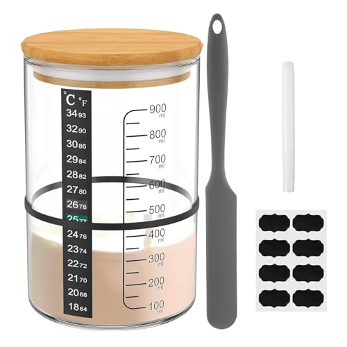 Lesunbak Sauerteig Starterglas Set Aus Glas, Klares Sauerteig-Starterset Mit Großem Fassungsvermögen, Transparente, Wiederverwendbare Backutensilien Mit Thermometern, Glasschaber Und Starterset Lesunbak Sauerteig Starterglas Set Aus Glas, Klares Sauerteig-Starterset Mit Großem Fassungsvermögen, Transparente, Wiederverwendbare Backutensilien Mit Thermometern, Glasschaber Und Starterset von Lesunbak