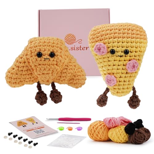 Crochet Kit, Anfänger Pizza und Croissant Crochet Kit komplett Amigurumi Starter -Set mit Video -Tutorials mit Video -Tutorials, komplettes DIY -Garnhandwerksgeschenk für Kinder und Erwachsene Crochet Kit, Anfänger Pizza und Croissant Crochet Kit komplett Amigurumi Starter -Set mit Video -Tutorials mit Video -Tutorials, komplettes DIY -Garnhandwerksgeschenk für Kinder und Erwachsene von LetCart
