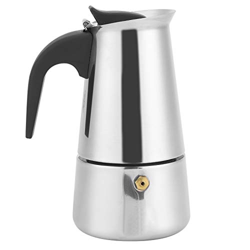 LetCart Espressokocher Induktion geeignet, Espressokocher Edelstahl, 200ml Portable Kaffeemaschine Moka Pot Edelstahl Kaffeekessel Topf für Haus Küche Supplie von LetCart