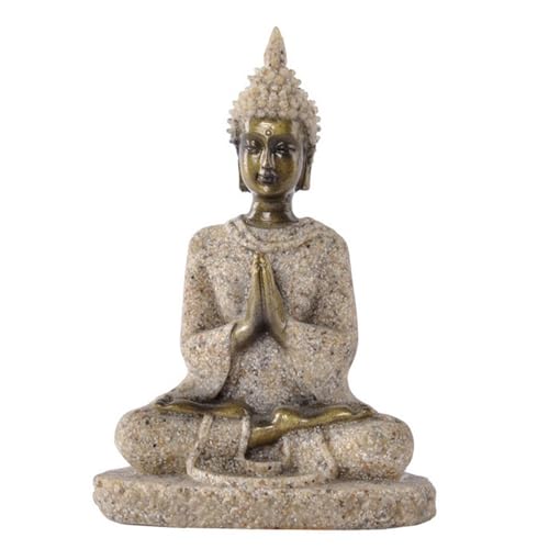 LetCart Buddha Statue, Buddha Figur Garten Statue Meditierender Sitzender Buddha Statue Schnitzerei Figur Handwerk für Home Decoration Ornament (A Gold) von LetCart