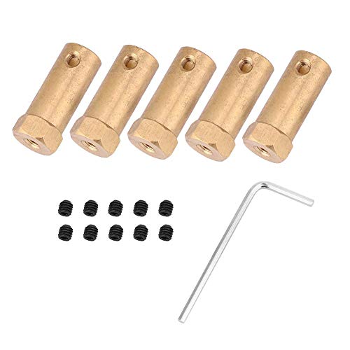 LetCart Messing Wellenkupplung, 5 Stück 30mm Joint Motorwellenkupplung Adapter-Verbindungsstueck mit Schrauben und Schlüssel für Sechskant-Messing-Motoranschlüsse 6 mm/7 mm/8 mm(6mm) von LetCart