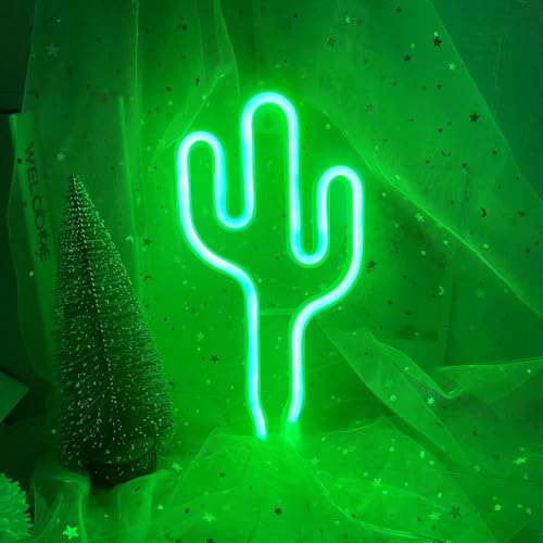 Kaktus-Neonschild-Nachtlicht - USB-betriebenes Kaktus-Neonlicht | Kaktus-LED-Leuchtreklame für Kinder, Schlafzimmer, Party, Geburtstag, Neujahr von Letimor