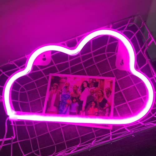 Letimor Rosa Led Wolke Neon Schild Leuchtschilder - Batterie oder USB Neon Wandschild für Wanddekor | Wolkenlicht Nachtlicht Neon Lights für Schlafzimmer Kinderparty Geburtstag Weihnachten von Letimor