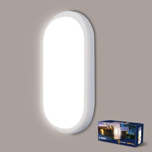 Letlit Wandleuchte Innen Kellerlampe, 18W 1800LM LED Lampe Feuchtraumleuchte Oval, IP65 Deckenlampe Wandlampe Deckenleuchte Bad, Neturalweiß 4000K Kellerleuchte für Treppe Flur Keller Garten Garage von Letlit