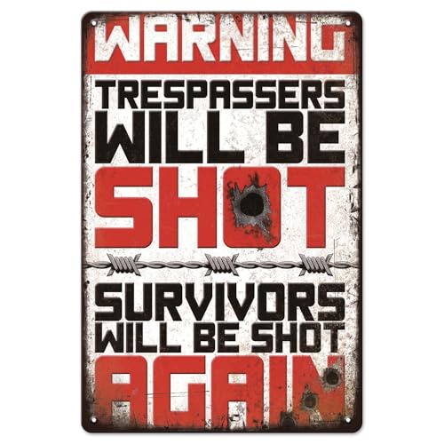Hinweisschild "Trespassers Will Be Shot", 30,5 x 20,3 cm, Warnschild, Sicherheitsschilder für Zuhause oder Geschäft, Innen- oder Außenbereich, Schild mit Aufschrift "No Trespassing", Privatgrundstück von Letnspk