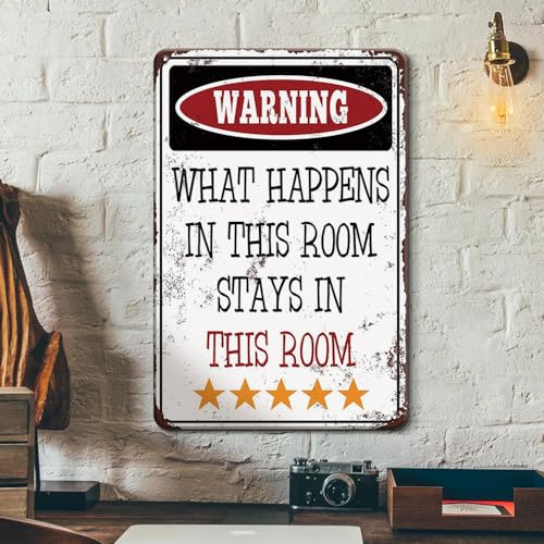 Man Cave-Dekor, Vintage-Metallschilder – What Happens In This Room Stays In This Room – Poster für Zimmer, Männer, coole Geschenke für College-Jungs, 20,3 x 30,5 cm, Retro-Blechschilder, Raumzubehör Man Cave-Dekor, Vintage-Metallschilder – What Happens In This Room Stays In This Room – Poster für Zimmer, Männer, coole Geschenke für College-Jungs, 20,3 x 30,5 cm, Retro-Blechschilder, Raumzubehör von Letnspk
