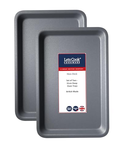Lets Cook Cookware Backblech, 31 cm, Doppelpack, hergestellt in Großbritannien, mit Teflon-Antihaftbeschichtung von Lets Cook Cookware