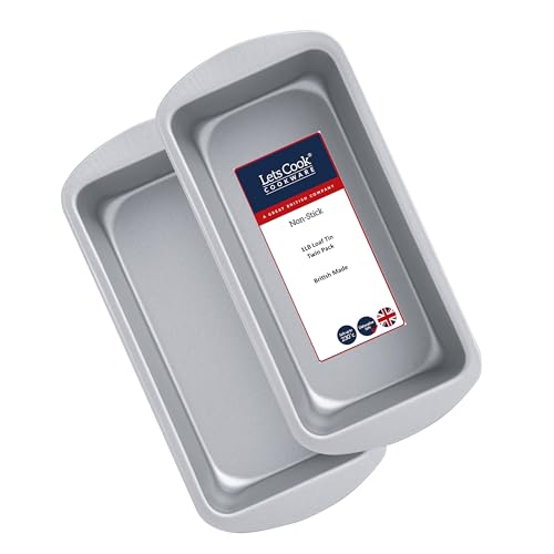 Lets Cook Cookware Kastenformen, 450 g, Doppelpack (2er-Set), kompatibel mit Luftfritteusen, antihaftbeschichtet, hergestellt in Großbritannien von Lets Cook Cookware