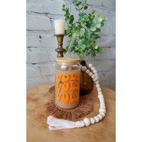 Go Vols Retro Glasdose | Tennessee Volunteers Groovy Iced Coffee Glas Bambusdeckel Eistee Glasbecher Hippie-stil von LetsGetBohoCreations