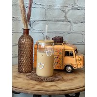 Smiley Glas Dose | Eiskaffeeglas Eisteeglas Bierglas Boho Style Hippie Landhausstil Geschenkidee von LetsGetBohoCreations
