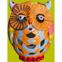 Eule Kerzenhalter | Teelichthalter Lamo Handmaler Keramik Ornament Regenbogen Kinderzimmer Dekor Kinder von LetsShopGiftsUK
