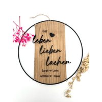 Loop Familie - Türschild Willkommensschild- Eichen Wohnung Dekoration Eingangsbereich Lebe Liebe Lache von Letsburnshop