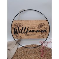 Loop Familie - Türschild Willkommensschild- Eichen Wohnung Dekoration Eingangsbereich von Letsburnshop