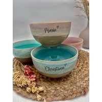Müslischale - Personalisiert Perfektes Geschenk Küchenzubehör Geschirr Schale Bunt Steinzeug Frühstück Schüssel Suppe von Letsburnshop